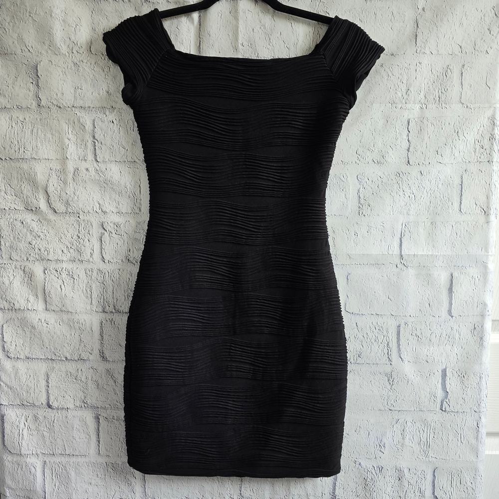 Y2K Dress Bodycon Lace Little Black Dress Ribbed‎ Medium